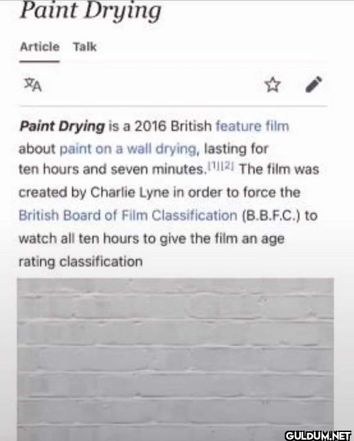 Paint Drying Article Talk...