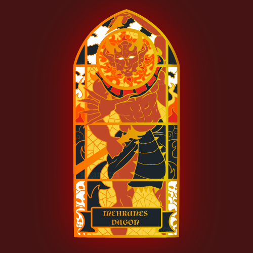 Mehrunes Dagon Stained Glass Window - Enamel Pin Design