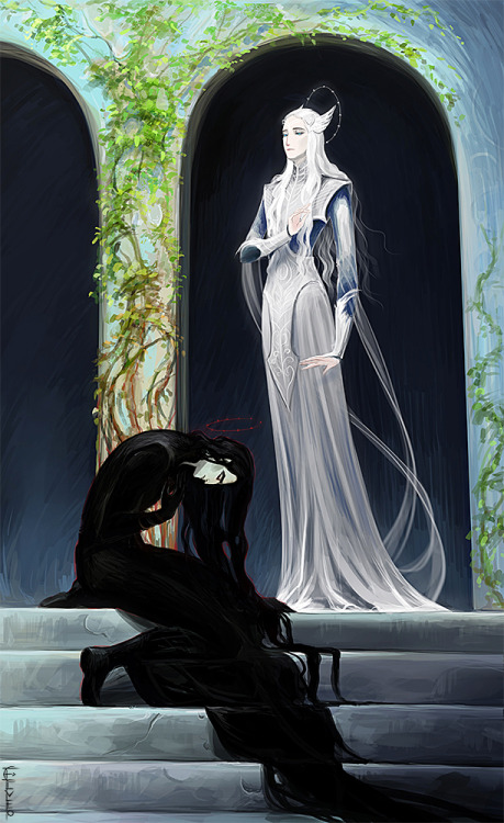 elveo-art:“…Melkor abased himself at the feet of Manwë and sued for pardon…. Then Manwë granted him 
