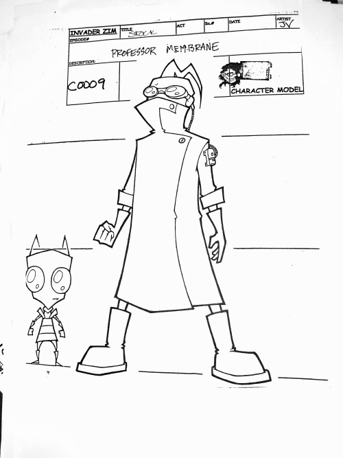 Invader Zim: Professor Membrane/ Ms. Bittersfrom season 1 official Model sheets. 