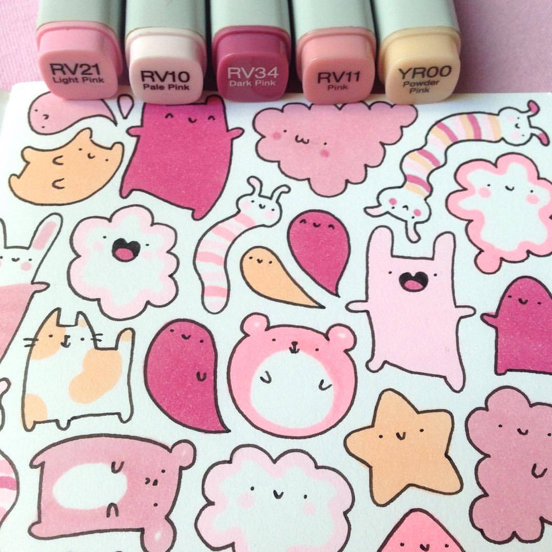kirakiradoodles:  First Doodle in my new sketchbook ✏️📚✨ #pink #doodle 💕