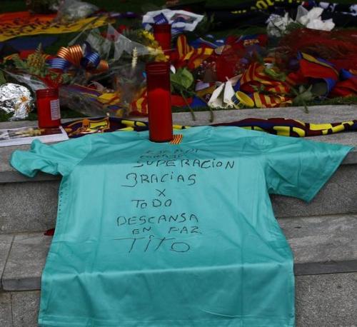 fcbmessi:  Respect to late former FC Barcelona’s coach Tito Vilanova at Camp Nou Stadium in Ba