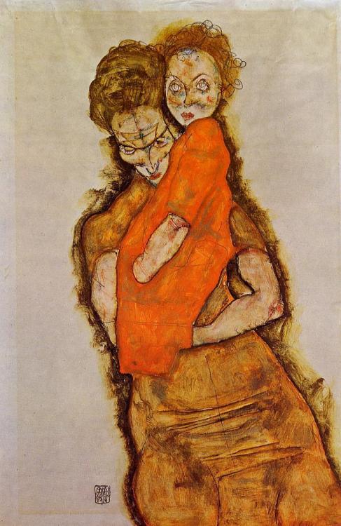 artist-schiele:Mother and Child, 1914, Egon