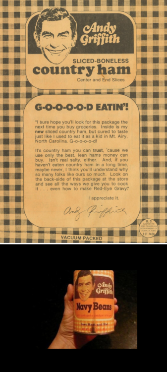 oldshowbiz: Andy Griffith’s Fast Food Garbage