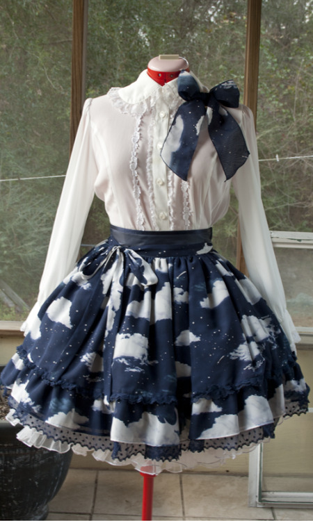 sweetclovertea:My Misty Sky skirt from Angelic Pretty. I can’t stop staring, the details are s