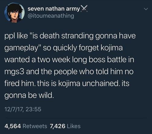 noahbodie:  heardbook:  umu-official:  badbigboss: #Konami #kojima #mgsv #deathstranding #videogames