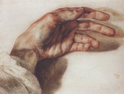 art-and-things-of-beauty:   Théodore Géricault (1791-1824) - The left hand of the artist, black pencil, wash of blood, blue pencil, 23 x 29,7 cm. 1823.