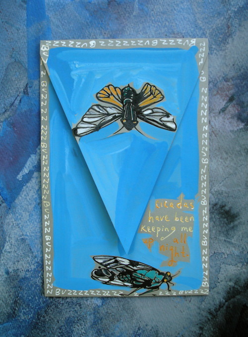 mhdunaway:  Text reads, “Cicadas have been keeping me up all night.” Delivered to Yangebup, Australia two years ago. And the cicadas are still keeping me up all night.