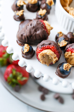 boozybakerr:  Peanut Butter Stuffed Chocolate Covered Berries 