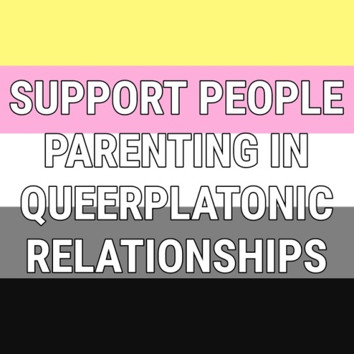 (Image description: the Queerplatonic pride flag with the words &ldquo;Support people parenting 