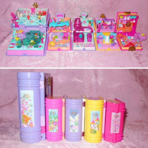 Polly Pocket Enchanted Storybooks- Sparkling Mermaid Adventure- Glitter Island- Princess Palace- Spa