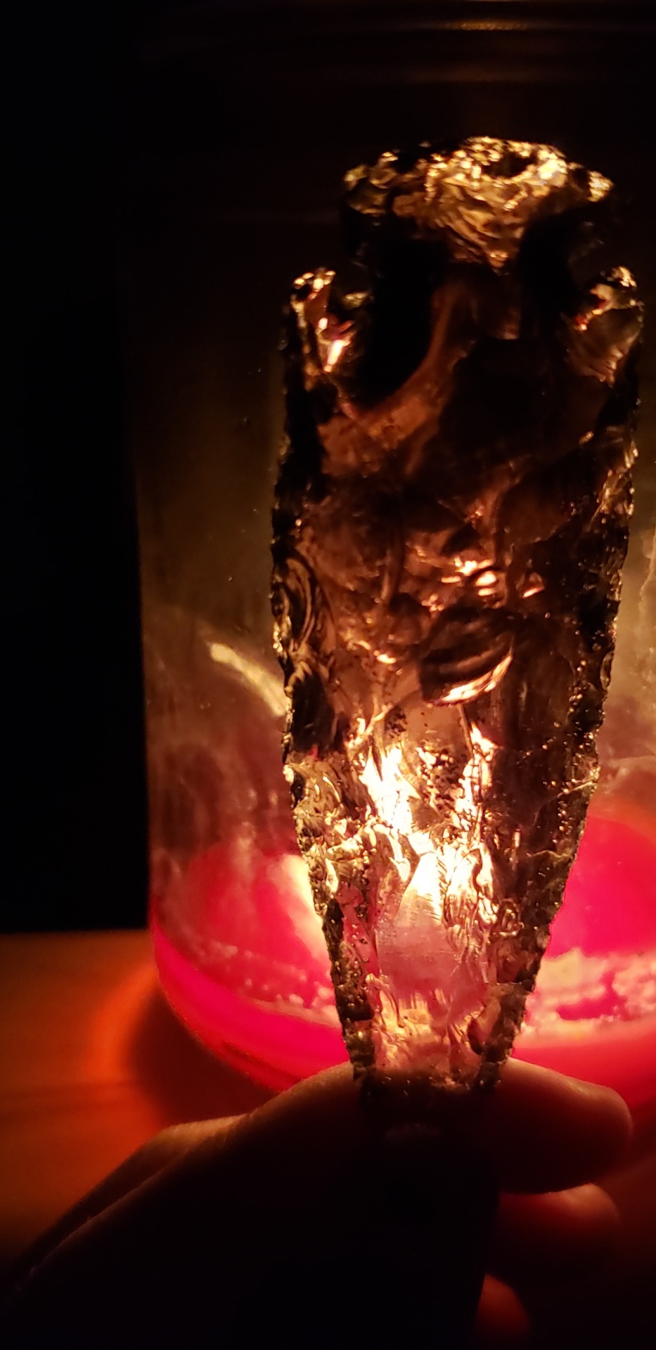 Obsidian Spearhead By Candlelight