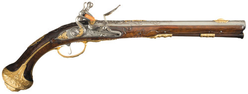 Extraordinarily decorated flintlock pistol crafted by the Dutch gunmakers Girard and Gerrit Penterma