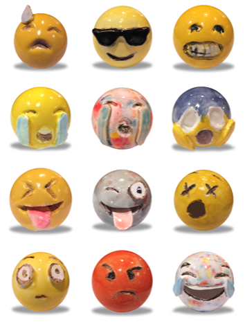    by Laura Owens. The artist based the set of 50 emojis on a series of hand-carved,
