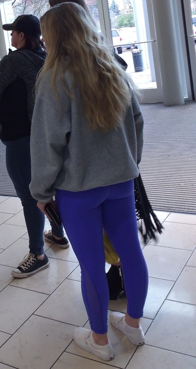 candid yoga pants in mall