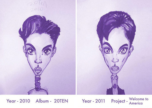 Prince, enough said.Every Prince Hairstyle From 1978 to 2013 by illustrator and set designer Gary Ca