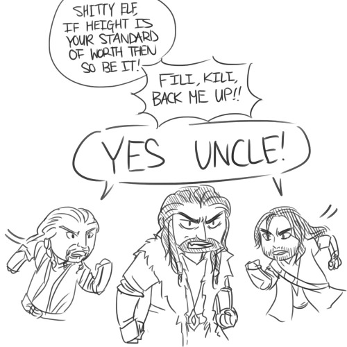 leviathancityscape: scaggles:Another way the Dwarves vs. Elves confrontation could have gone. Thorin