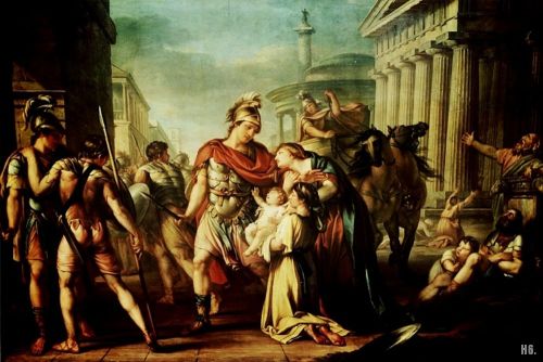 hadrian6:Hector’s farewell to Andromache. 1775-80. oil on canvas.Gavin Hamilton. Scottish. 1723-1798