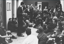 shortstackprincess:  insecurespice:  sbrown82:  lunablaze:  retropopcult:  20 year old Bernie Sanders leading student sit-in against segregation, 1962.   This should be fucking everywhere  He was also a member of SNCC (The Student Non-Violent Coordinating