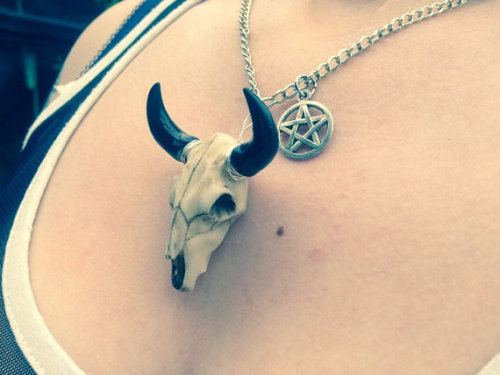 cow skull and pentagram necklace - $13.14 buy it here!