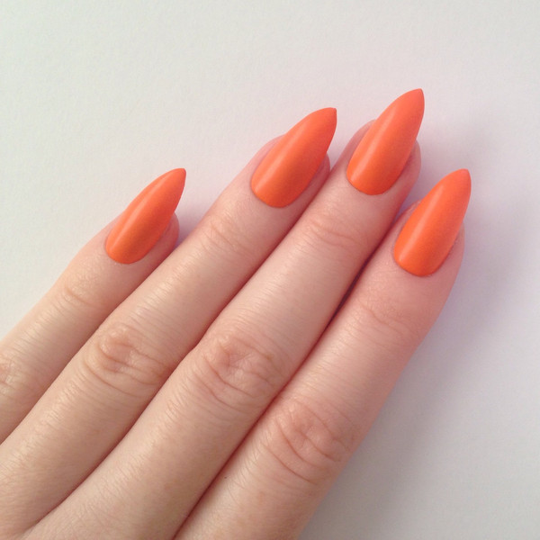 BratParadise | Matte Orange Stiletto nails, Nail designs, Nail...