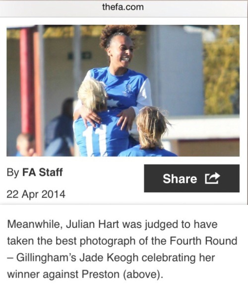 Gone an got a mention on the FA website for ‘Photo of the Round’ in the FA Women’s