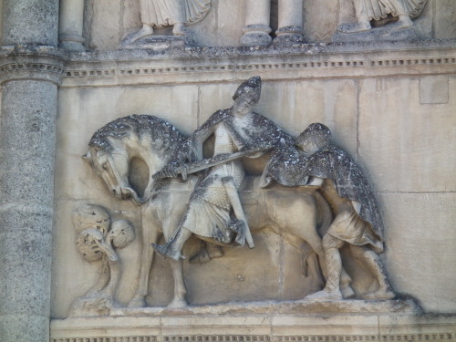 Saints George and Martin on the facade of Cathédrale Saint Pierre Angoulême, constructed between 111