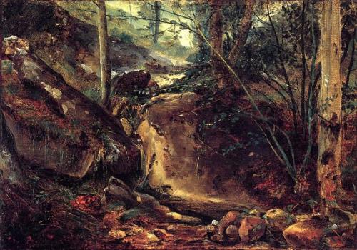 art-rousseau: Mountain stream in Auvergne, 1830, Theodore RousseauMedium: oil,paper