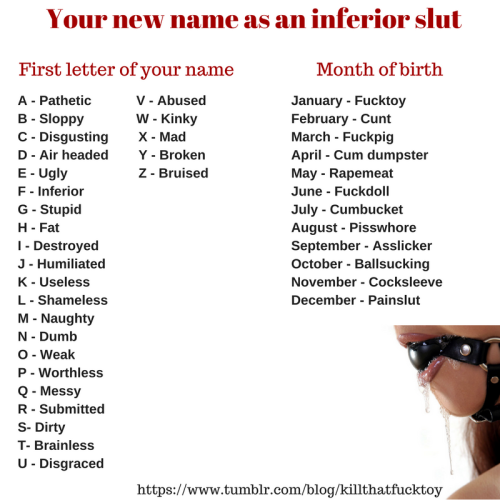 samantharaesblog: daddy-for-sissys: What´s your name? Mine is kinky rapemeat  Pathetic fuckdol