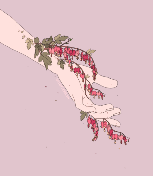 artbytesslyn:We had three bleeding heart bushes in the house i grew up in.Patreon | Commission info|