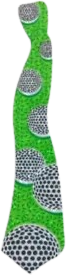 sticker of a green necktie with silver disco balls all over it.