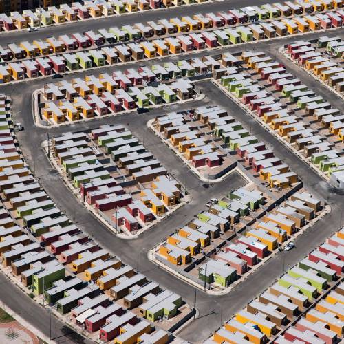 Aerial view of a suburban low-cost housing development, Mexico. Jorge Taboada, from his series Alta 