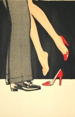 daddyslilmitten:  brilliantlybeloved:  Lithography by René Gruau,” Bonjour Chérie!”.   I love when Daddy picks me up ^_^