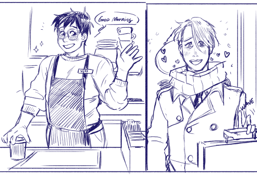 savi-bunny: Did someone call for a basic ass coffee shop!au?   With cute barista Yuuri and