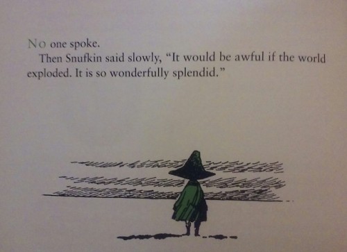 tdm1: No one:Snufkin: It would be awful if the world exploded. It is so wonderfully splendid.