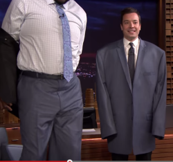 memeguy-com:Jimmy Fallon Wearing Shaqs Suit
