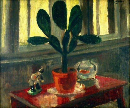 cactus-in-art:Gábor Móric (Hungarian, 1889 - 1986)Still life with cactus, 1935