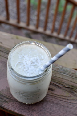 shifamkhan:  Pina Colada! {vegan, non-alcoholic} Two-three bananas + 1 can of coconut milk + 1 can of crushed pineapple Ice for coldness. I used frozen bananaas, and two because I didn’t want it too thick. I can’t wait to make it again!  