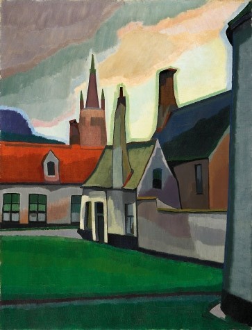 huariqueje:Place du Beguinage à Bruges   -    Auguste Herbins  1908,French 1882-1960 Oil on canvas, 
