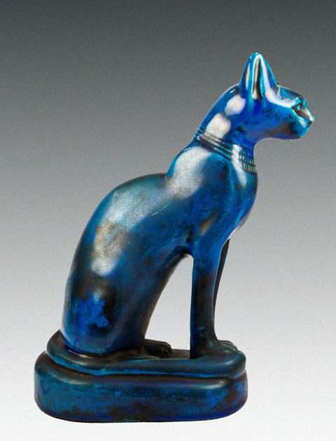 sadighgallery:  Faience CatAncient Egypt - 26th Dynasty Vivid blue faience cat seated