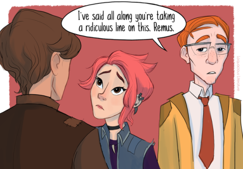 loquaciousliterature: You tell him Nymphadora!!   ✧･ﾟ: *✧･ﾟ:*    This was a scene I’ve wanted to draw since I started making these comics, I love Remus and Tonks, and I seriously respect that she stood up for herself and what she wanted!