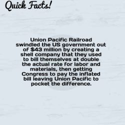 dailycoolfacts:  Quick Fact: Union Pacific Railroad swindled the US government out of ฻… | For more info about this fact visit: http://bit.ly/2Qff6Qj