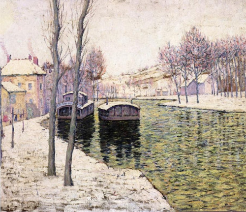 Barges on the Seine - Ernest Lawson 1894Impressionism