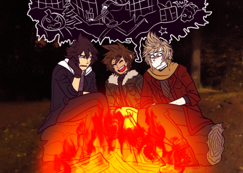 destiny-islanders:  Story time around the campfire with Sora! :D(Click on the panels for Sora’s narration! No worries if you can’t access them, though– my original intention was to tell the story through the pictures!)