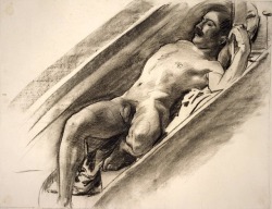 antonio-m:John Singer Sargent (1856-1925) Male Reclining on a Stairway