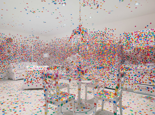 nobrashfestivity:Yayoi Kusama, The Obliteration Room (installation views), 2002Beginning as a stark 