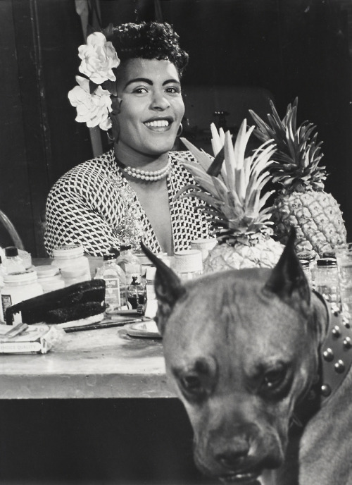 dechjo89: vintagewoc: Billie Holiday with her dog Mister by William Gottlieb (1947) Icon  Lady sings