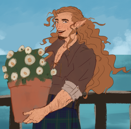 fern-mage:drawing of caillen from last month that i didnt finish ft flower pot