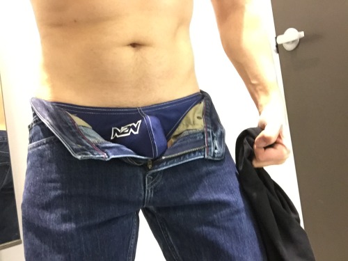 Took my boy out shopping, but first I put him in a sexy thong so he could snap some photos.