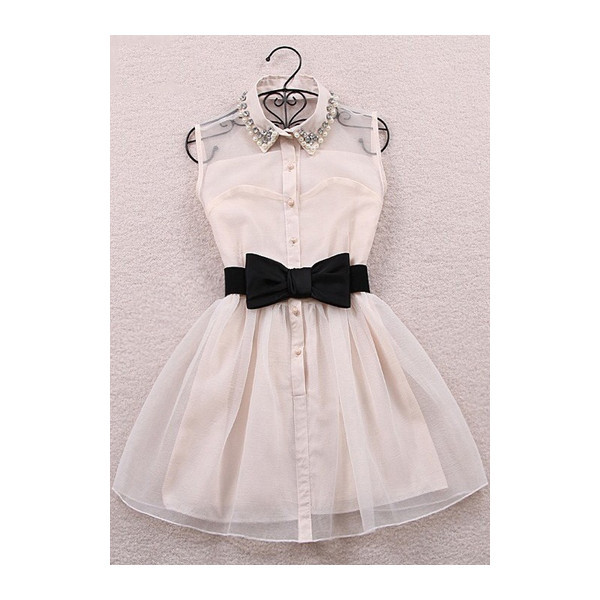 yoshidinosaur:  Rotita Faux Pearl White A Line Dress   ❤ liked on Polyvore (see